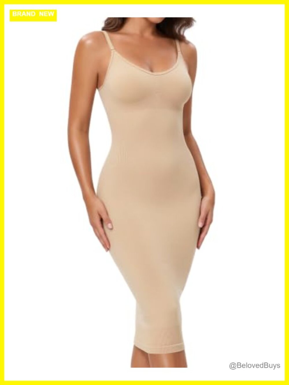 Women's Long Shapewear Slip Tummy Control Seamless Knee Length Body Shaper